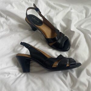 Softspots Black Heeled Sandals